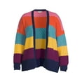 thumbnail image 5 of Dreamers by Debut Women's Plus Size Honeycomb Stripe Cardigan Sweater, 5 of 5