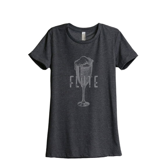 Thread Tank Flute Glass Sketch Women's Relaxed Crewneck T-Shirt Tee Charcoal Large