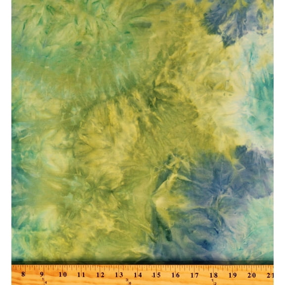 Matte Jersey Brushed Tie-Dyed Greens Blues 4-Way Stretch 60" Wide Polyester/Lycra Fabric by the Yard (1282M-3E)