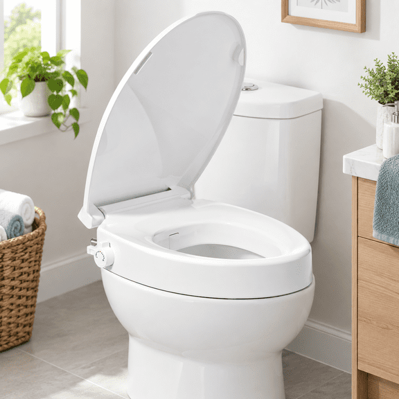 Round Raised Toilet Seat with Bidet, Adds 3 Inches of Height