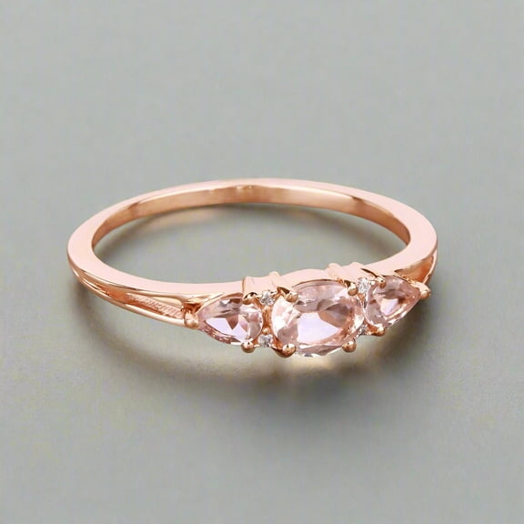 Morganite Wisp Band in 18k Solid Gold, White Gold, or Rose Gold