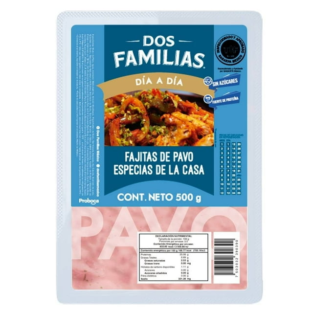 Fajitas de pavo Dos Familias Día a día congeladas especias de la casa 500 g