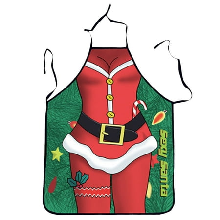 

2PC Christmas 1 Piece Chef Apron Adjustable Cooking Xmas Party Men Women Kitchen Restaurant House Home Decorations Set Accessories