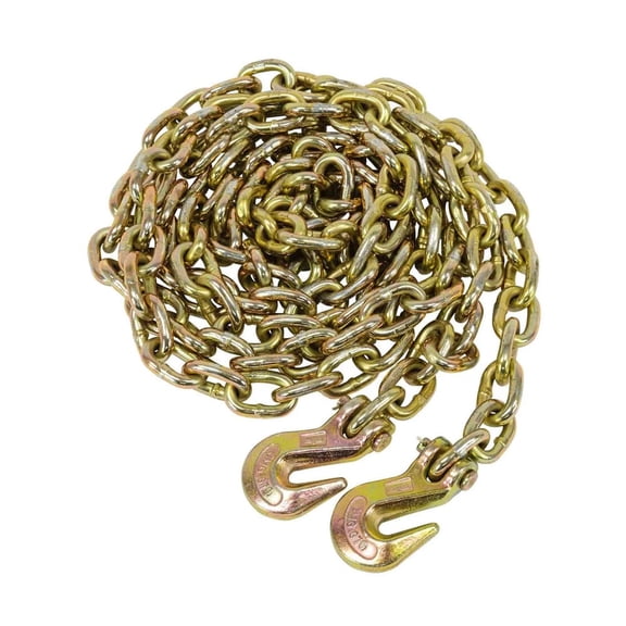 (2 Pack) 3/8" x 25' Grade 70 Transport Chain Made in USA with G70 Grab Hooks - Tow Transport Chain - 6,600 Lbs WLL