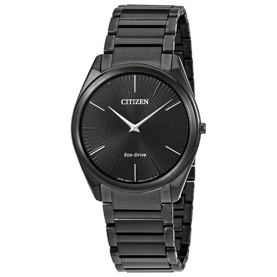 Citizen Men's Eco-Drive Stiletto Black Stainless Steel Watch AR3075-51E -  