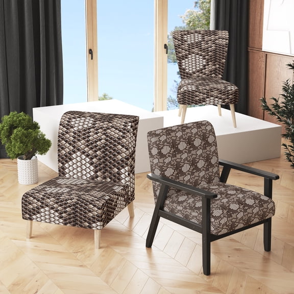 Designart "Snake Skin Pattern" Upholstered Cabin & Lodge Accent Chair and Arm Chair