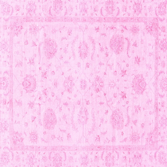 Ahgly Company Indoor Square Oriental Pink Traditional Area Rugs, 6' Square