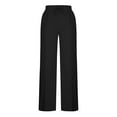 thumbnail image 4 of Aofany Pants for Women Flowy Casual Drawstring Waist Wide Leg Loose Cotton Linen Palazzo Pants with Pocket, 4 of 6