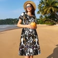thumbnail image 4 of Xecao Mignon Chien Chiot2 pour Femmes Été Robe Midi à Manches Courtes avec Poches Robe Décontractée Fluide T-Shirt Robe de Plage, 4 of 6