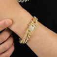 thumbnail image 5 of HipHop Men Women 13MM Prong Cuban Link Chain Bracelet Bling Iced Out 2 Row Rhinestone Paved Miami Rhombus Cuban Chain Jewelry GC, 5 of 6