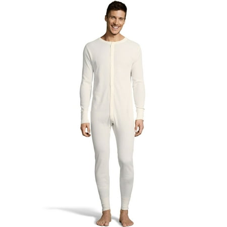 Hanes Mens Waffle Knit Thermal Union Suit, XL, Natural