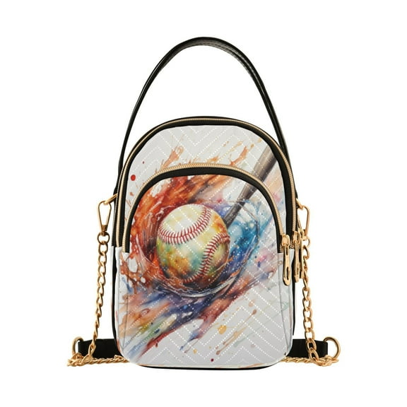 ALAZA Chain Crossbody Bags for Women Baseball Shoulder Handbag Phone Purse