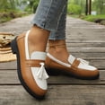 thumbnail image 4 of HEWUQI Women's Slip on Boat Shoes Platform Lace up Lightweight Suede Loafers Round Toe Soft Sole Clogs Comfortable Casual Walking Sneakers d-Brown Size 8.5, 4 of 7