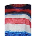 thumbnail image 4 of Daeful Hauts T-Shirt à Blocs de Couleur Rayé T-Shirt Col Rond Mode Manches Courtes Chandail Rouge 3TG, 4 of 8