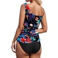 thumbnail image 3 of Women's Vest Style Tankini Two Piece One Shoulder Suit Tight Tankini Top with Briefs Summer Beach D XS, 3 of 6