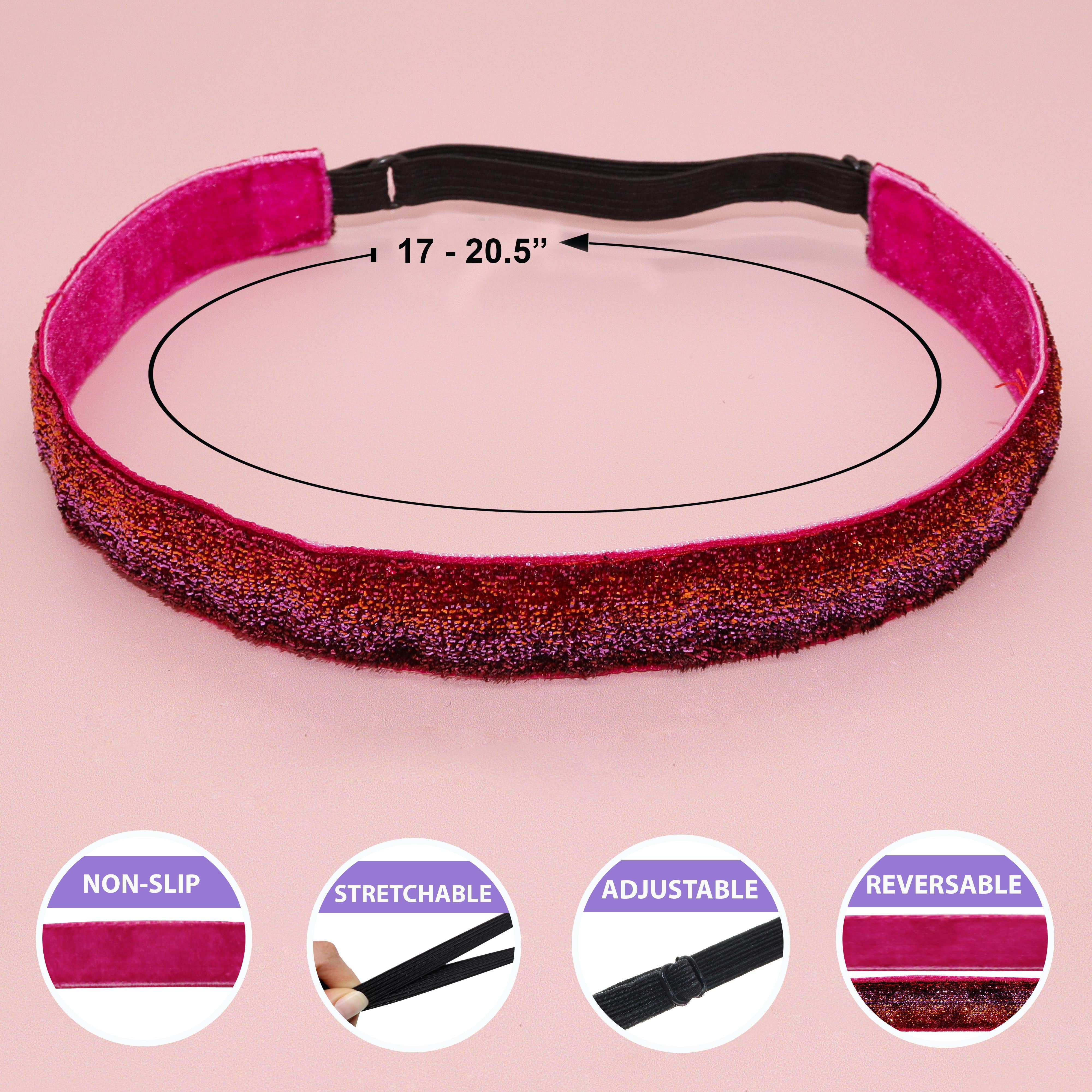 Girls Glitter Headbands Heart Elastic Adjustable Non-Slip Hair Accessories 6 Glitter Headbands for Girls Adjustable Non Slip Thin  main image 2