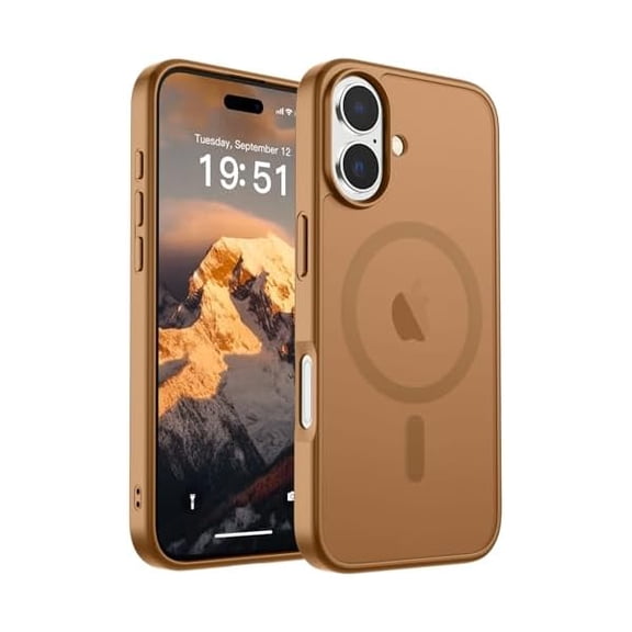 ZHU997 Magnetic for iPhone 17 Case (Compatible with MagSafe)(Military Grade Drop Protection) Translucent Matte Shockproof with Anti-Fingerprint Phone Cover 2025,Brown