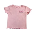 thumbnail image 4 of Auroural Toddler Girls Clothes 3T-4T Children's Spring and Summer Solid Color Puffed Sleeves Short Sleeves Round Neck T-Shirt Top for Kids, 4 of 5