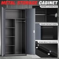 thumbnail image 2 of DNA Motoring 72" Gray/Black Lockable Metal Storage Wardrobe Cabinet w/Hanging Rod & 4 Shelves, 2 of 7