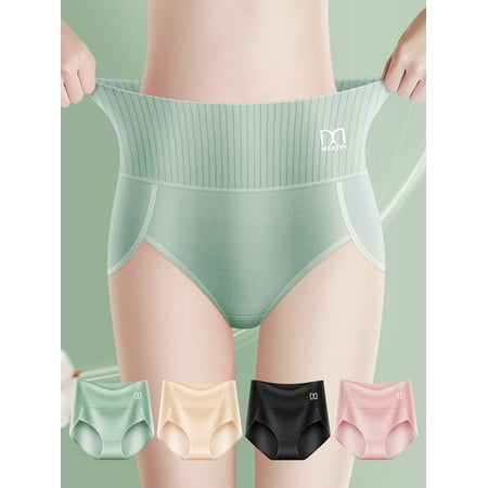 

4 Pcs Women s Comfortable Cotton Full Coverage Briefs For Women Breathable Tummy Control High Waist Panties Women s Underwear & Lingerie