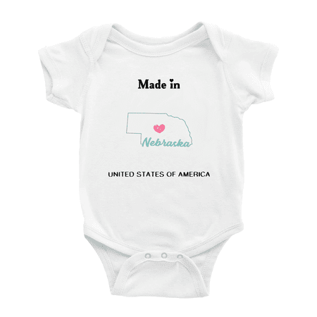 

Made In Nebraska United States of America Baby Clothing Bodysuit 0-3 Months