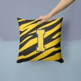 thumbnail image 2 of Letter I Initial Tiger Stripe - Black Gold  Fabric Decorative Pillow, 2 of 4