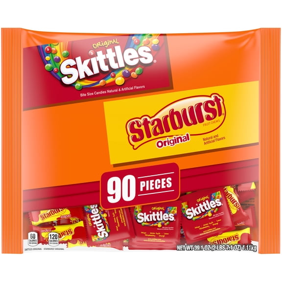 Skittles & Starburst Original Chewy Candy - 39.1 oz, 90 Piece Bag