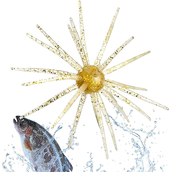 Lure Bait for Black Pits, 3.94-inch Simulation Sea Urchin Bait, Sea Urchin Shaped Bass Fishing Lures, Multi-Functional Dice Baits for Bass Fishing, Silicone, Elastic Durable