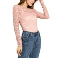 thumbnail image 4 of INSPIRE CHIC Valentine's Day Women's Tops Puff Long Sleeve Semi Sheer Floral Lace Blouses M Pink, 4 of 8