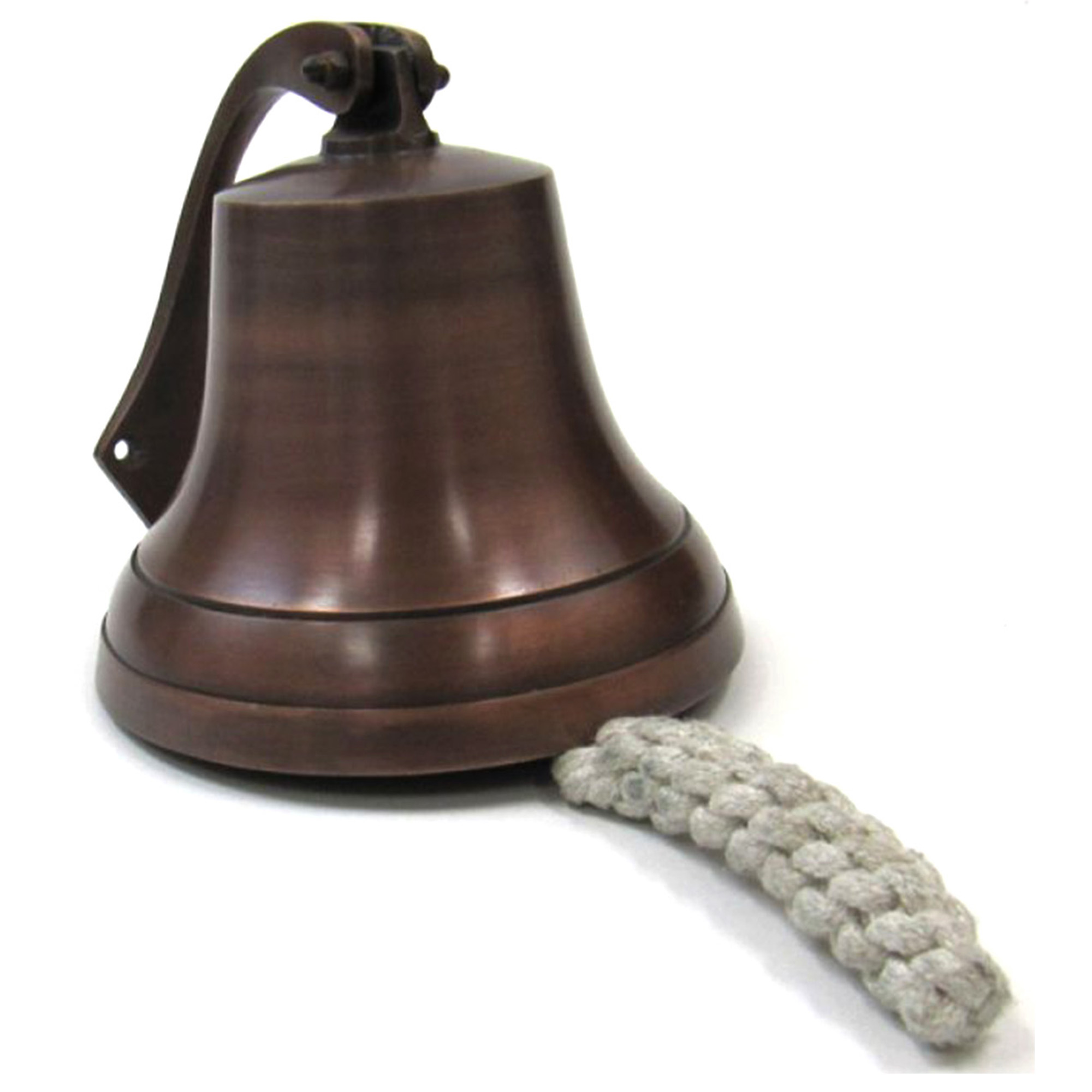 Antique Bronze Aluminum Ship Bell with Rope, 6"
