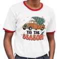 thumbnail image 2 of Retro Tis the Season Ringer Tee Shirt Unisex Large White/Red, 2 of 5