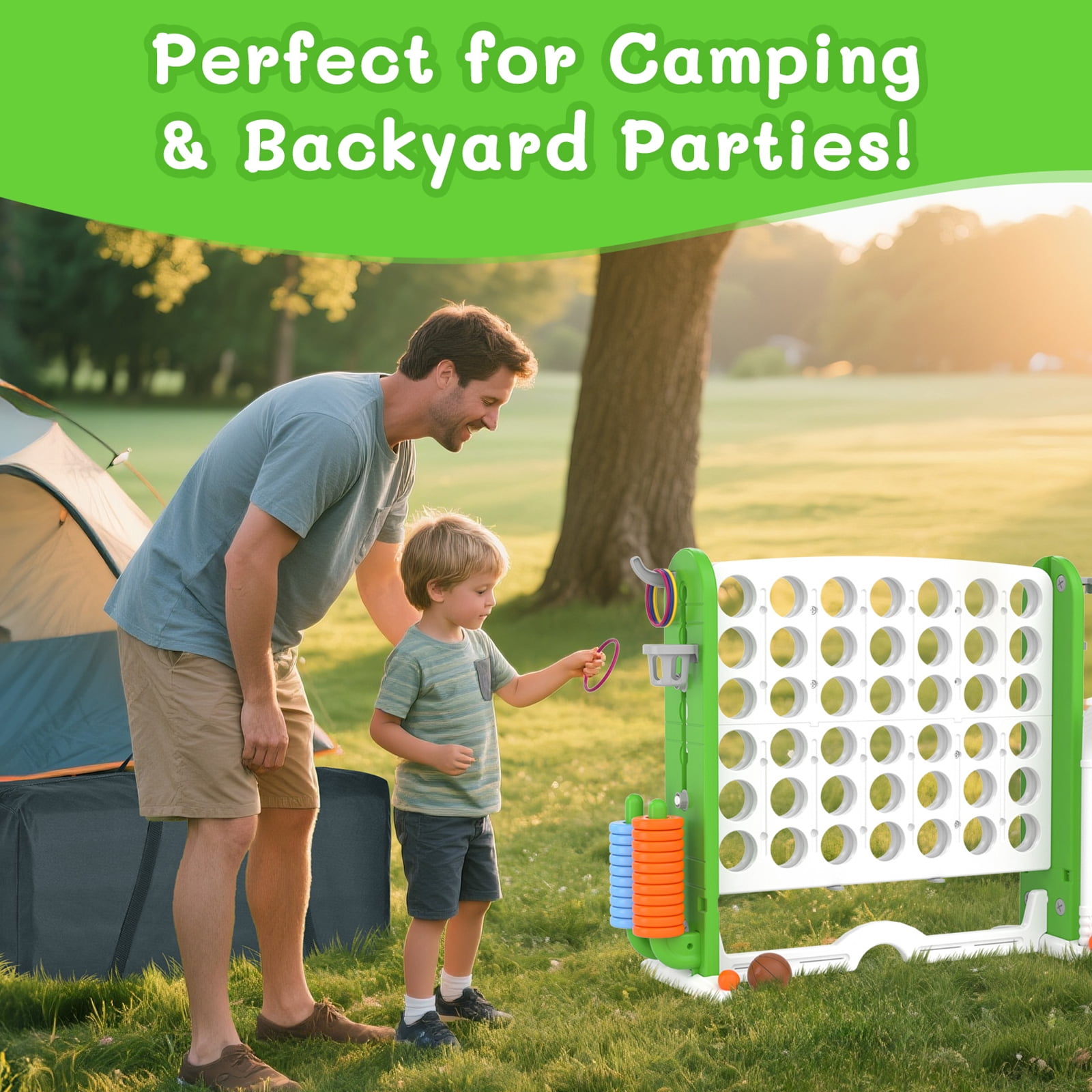 KORIMEFA Jumbo 4-to-Score Giant Game Set W/Storage Carrying Bag for Kids Adult Outdoor Holiday Party Family yard Game, Green