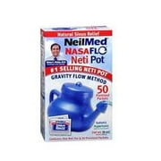NeilMed NasaFlo Unbreakable Neti Pot with 50 Premixed Packets