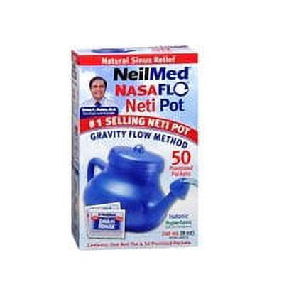 NeilMed NasaFlo Unbreakable Neti Pot with 50 Premixed Packets