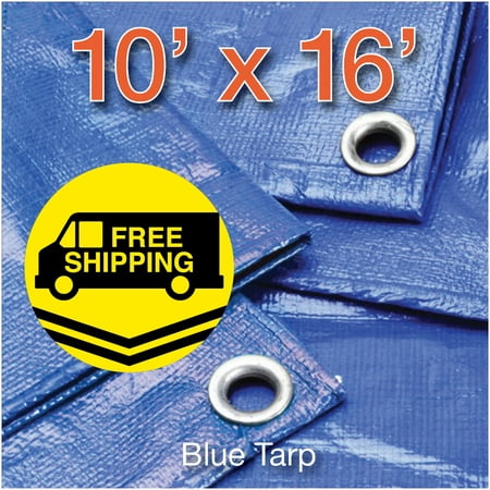 10' x 16' Blue Poly Tarp Cover, Water Proof Tent Shelter Camping RV Boat