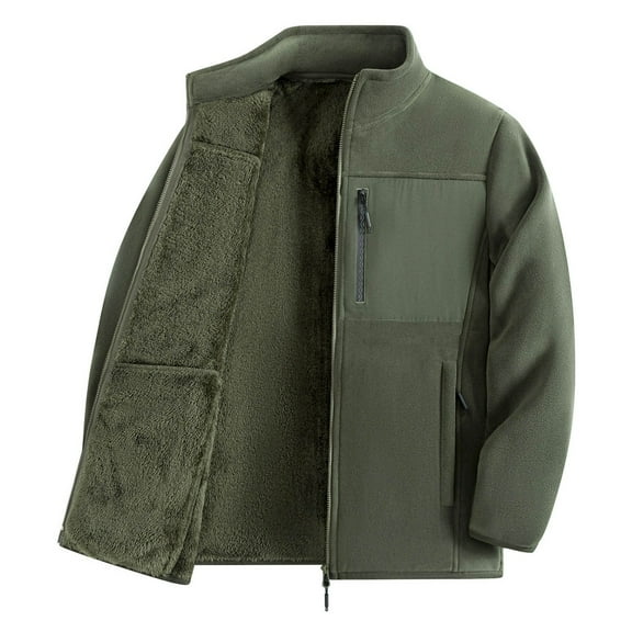 Kureaily Thermal Fleece Jacket Winter Windproof Outdoor Warm Coat With Thick Fleece For Cold Weather And Comfort Jackets for Men