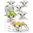 thumbnail image 1 of QinaQin Ensemble de 6 Plateaux Ronds pour Buffet, Capacité de 5 Pintes, Comprend Couvercle, Cuillère et Pinces, en Acier Inoxydable, Convient au Service Traiteur, aux Fêtes, aux Mariages et à d'Autres Occasions, 1 of 8