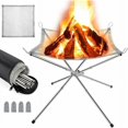 thumbnail image 1 of Brasero Portátil para Exteriores, Barbacoa Plegable/Parrilla Calefactora, Brasero para Acampar, con Bolsa de Transporte, Acero Inoxidable, para Patio, Camping, Jardín, Viajes (42 x 42 x 32 cm), 1 of 4