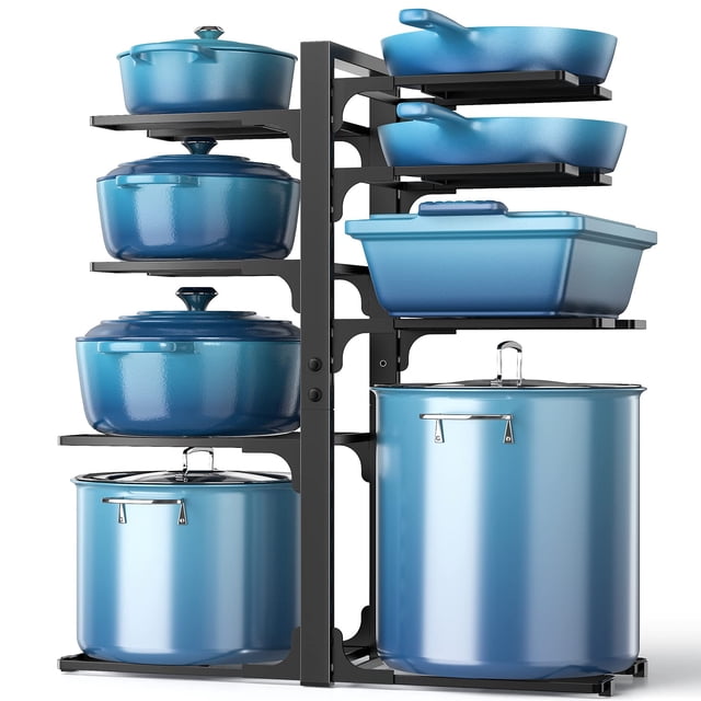 Organizador para ollas y sartenes ORDORA, 8 niveles, tapa ajustable de 120 kg