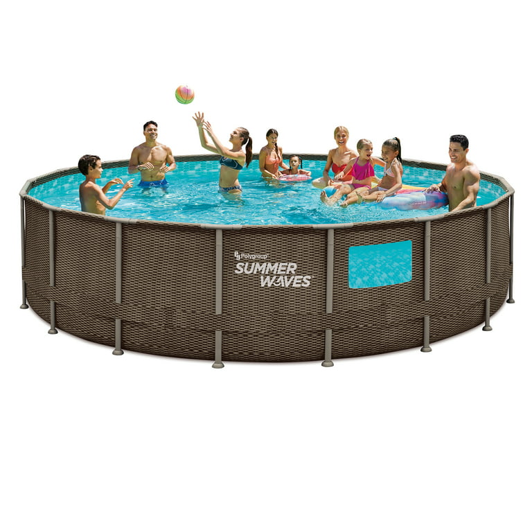 Summer Waves 18 ft Dark Double Rattan Crystal Vue Elite Frame Pool, Round,  Ages 6+, Unisex | Swimmingpools