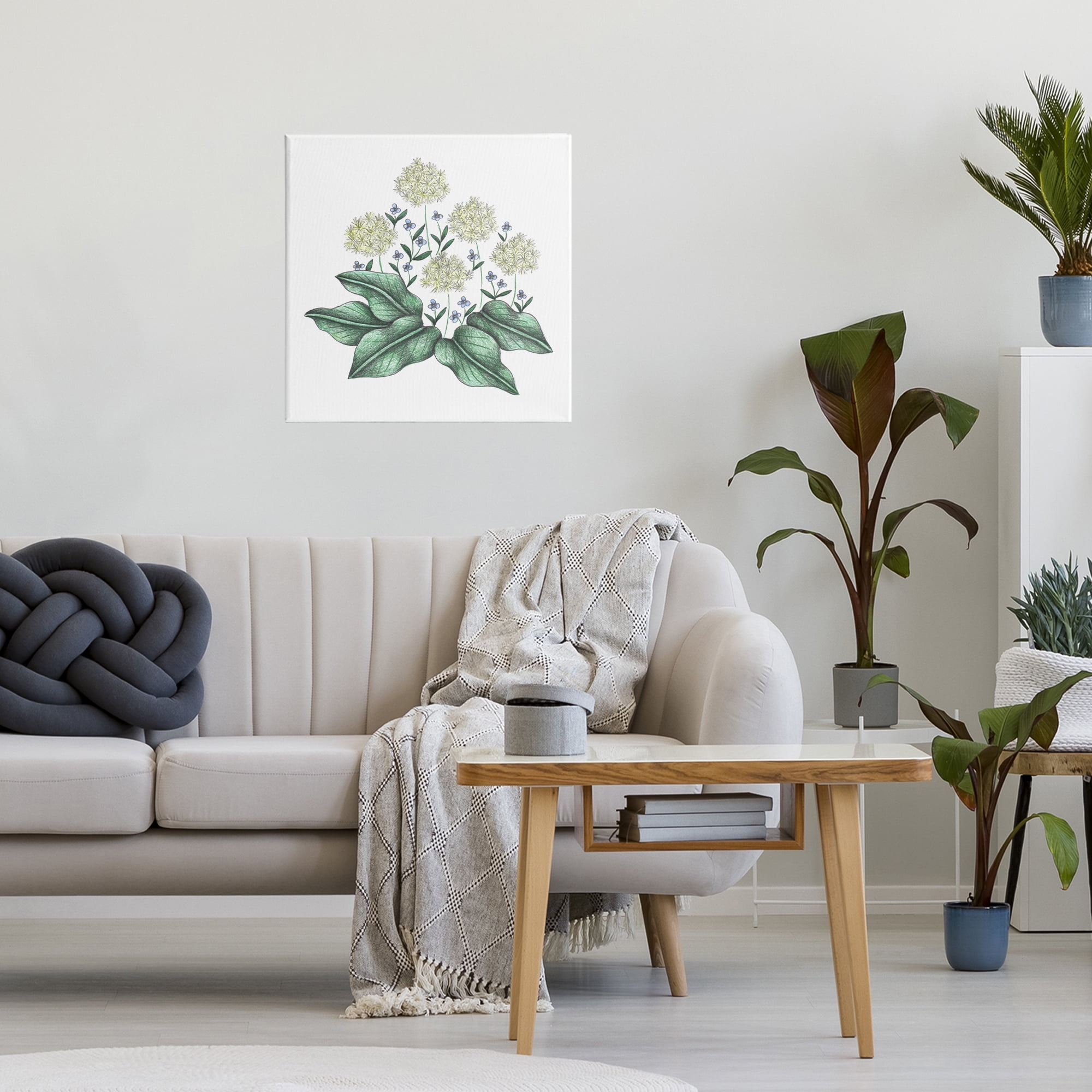 Hello Wildflower Vintage Sketch Canvas Wall Art, design by Cecilia Battaini