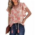thumbnail image 3 of Amazon Cross border Foreign Trade 2024 Women's Summer Top Flower Short sleeved V-neck Women's Casual Loose Shirt, 3 of 9