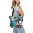 thumbnail image 2 of Pofeuu Whimsical Cats and Flowers Scene Print Women Fashion Shoulder Handbags Top Handle Satchel Bags Tote Shoulder Shopping Bag Stylish Canvas Tote Bag, 2 of 6