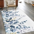 thumbnail image 3 of Navy Blue Eucalyptus Leaves Washable Area Rugs 3'x5', Farm Plant Country Watercolor Low Pile Throw Living Room Rug Non-Slip Sturdy Edge Binding Carpet for Indoor Entryway Bedside Kitchen, 3 of 9