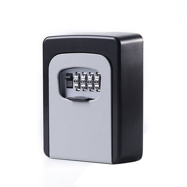 Caja de seguridad para llaves, caja de seguridad para llaves de pared, caja de seguridad con código de 4 dígitos de alta seguridad, resistente al agua y al óxido, para interiores,