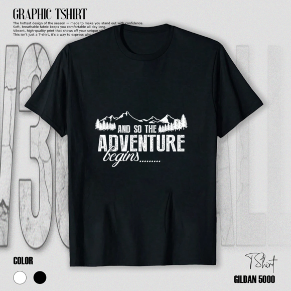Et C'est Ainsi Que l'Aventure Commence Camping Road Trip Vacances Vêtements T-Shirt Unisexe M00042, jusqu'à Taille 5TG