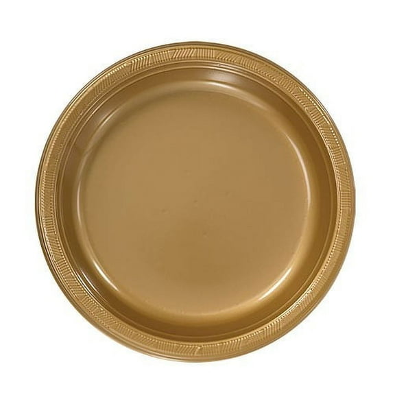 Hanna K Plasticware Plastic Plate, Round, 7", Gold, 50 Ct