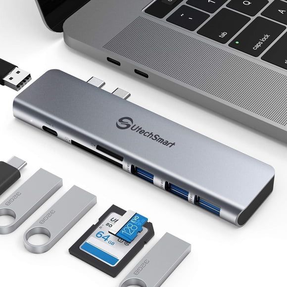 Adaptador Hub Usb C Macbook - Utechsmart 7 En 2 Macbook Pro/Air Accesorios Adaptador Multipuerto Con Puerto Thunderbolt 3 100W Pd 4K@30Hz 40Gbps 4K Hdmi 3*Usb3.0 Puerto De Datos Lector De Tarjetas Sd