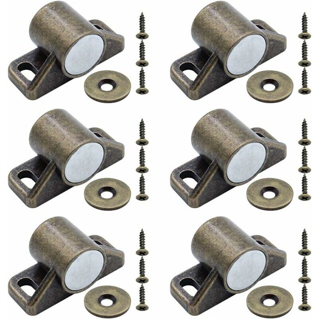 Set con 6 runden Magneten mit Schraubmagneten, Türschließer, Magnetverschluss für Schubladen, Schränke, französische Türen, europäische Retro-Hardware