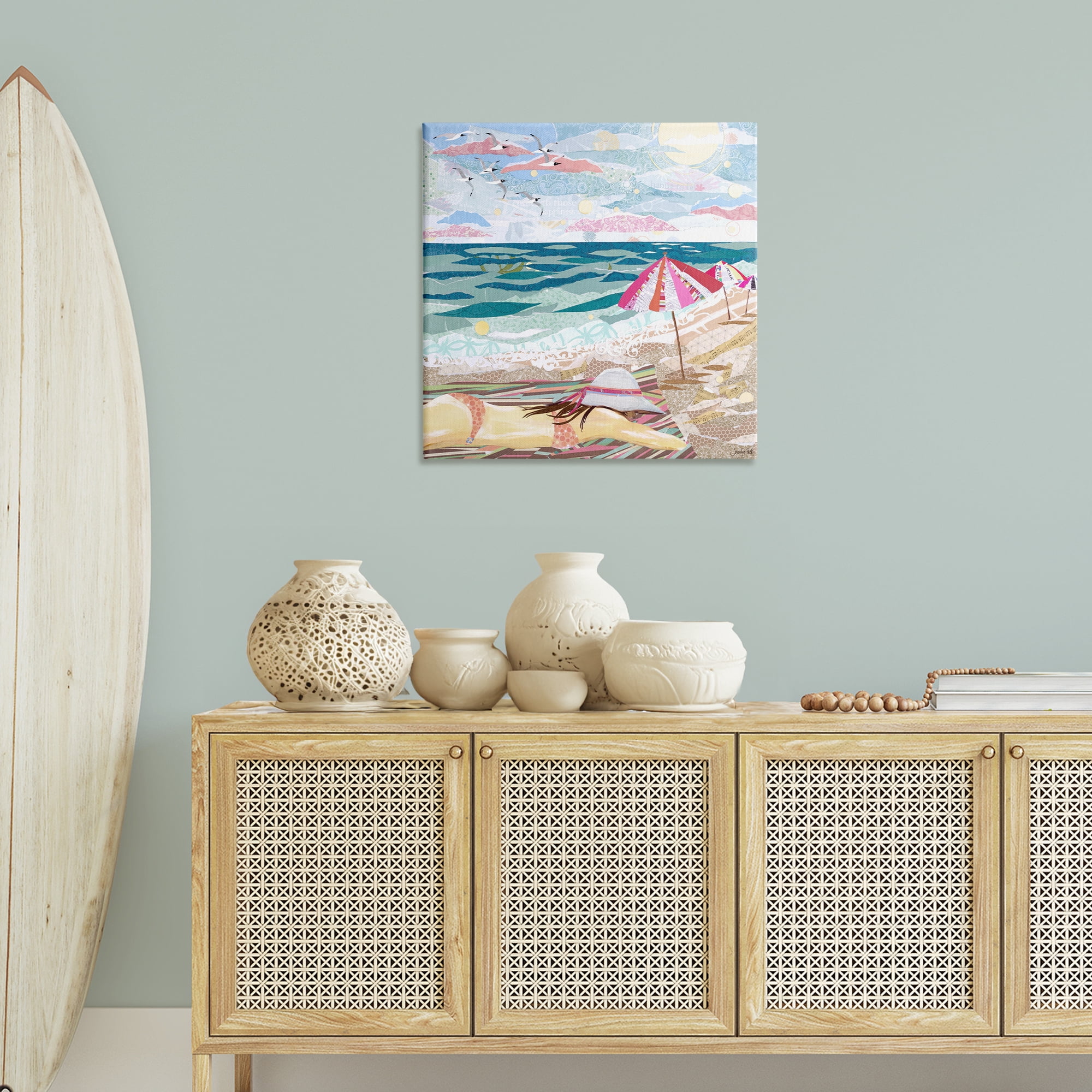 Stupell Industries My Happy Place Collaged Landscape Painting Gallery Wrapped Canvas Art Print Wall Art, 30 x 30